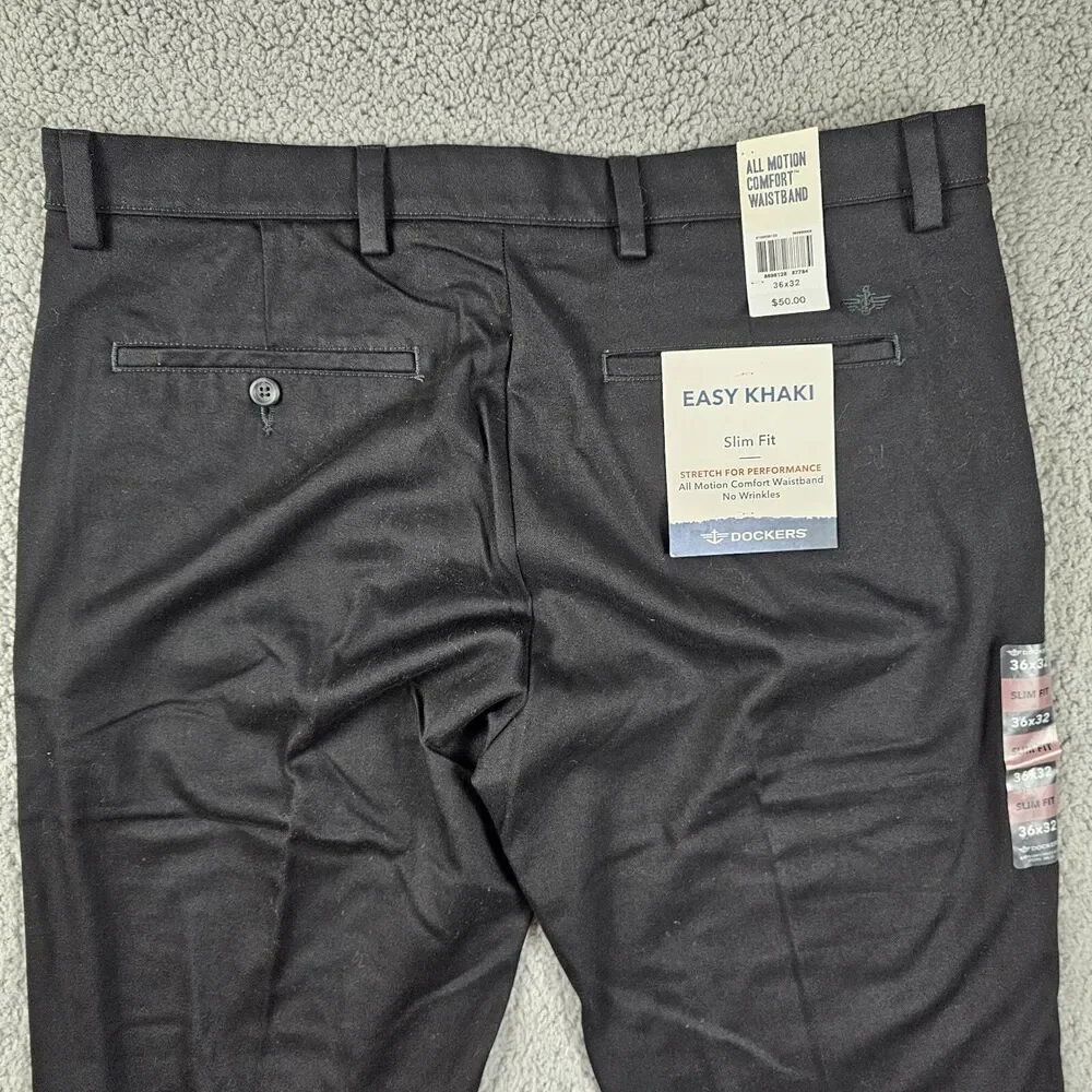 Dockers Easy Khaki Pants Mens 36x31* Black Slim Fit Golf Performance Stretch